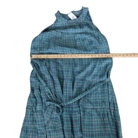 NEW! Torrid 3 XL Maxi Lindsay Hi-Low Tiered Maxi Dress Blue Plaid Sleeveless - Picture 4 of 7